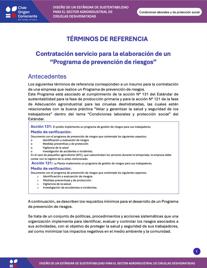 TDR Risk prevention program